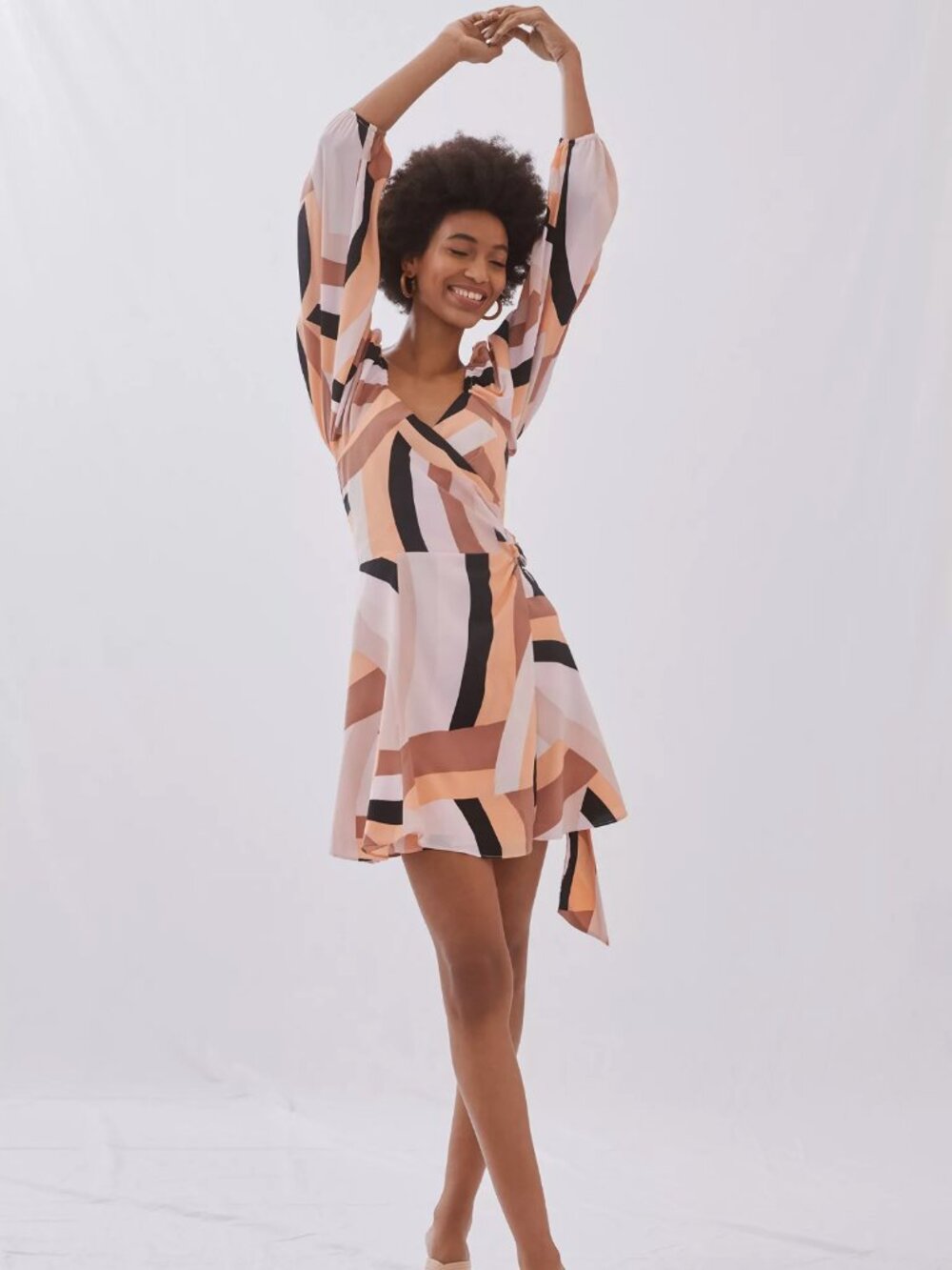 Anthropologie Hutch Geo Wrap Mini Dress Geometric Print Size XS